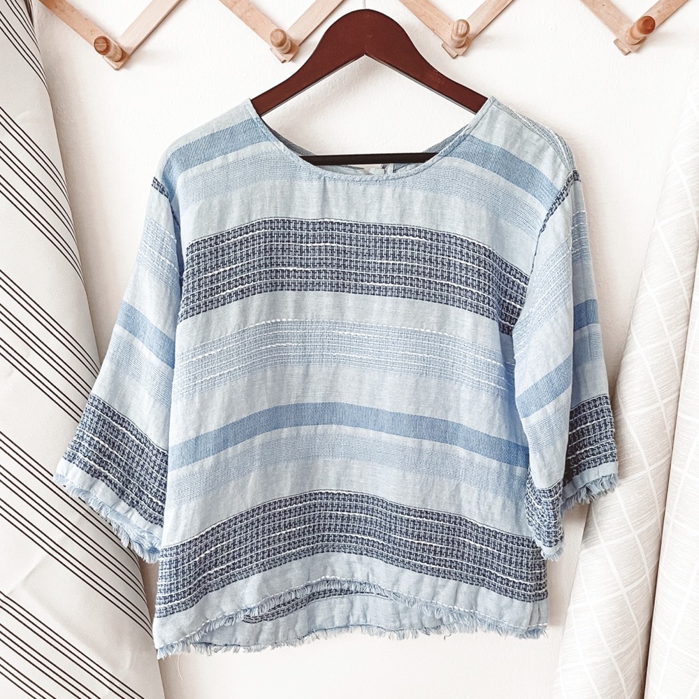 Anthro Bella Dahl 3/4 Sleeve Tie Back Top